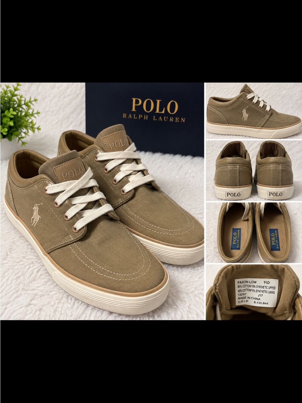 Polo by Ralph Lauren Canvas Slip-On Style Sneakers in Olive